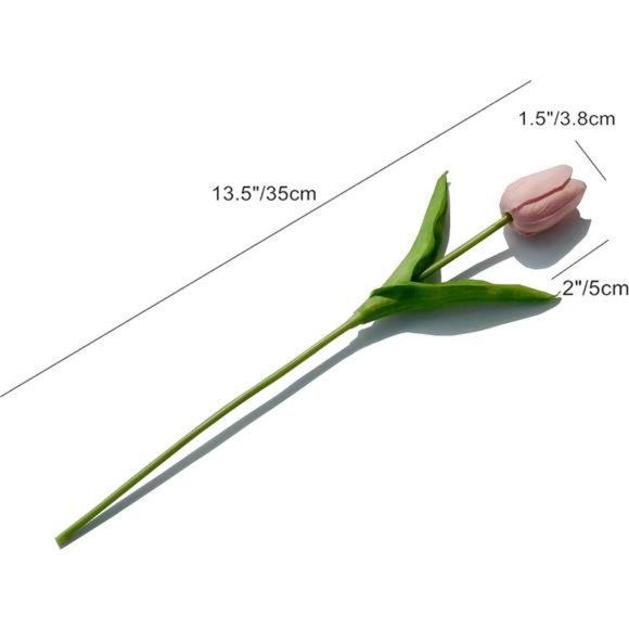 20pcs Light Pink Artificial Tulip Silk Flowers 13.5" Kitchen Wedding Decorations - Picture 5 of 6